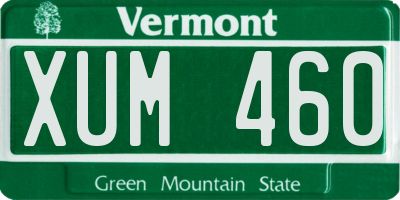 VT license plate XUM460