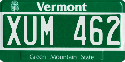 VT license plate XUM462