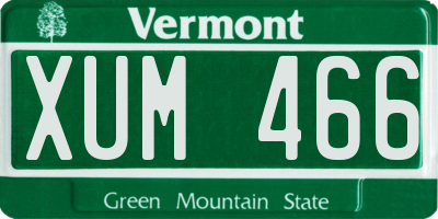 VT license plate XUM466