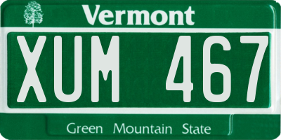 VT license plate XUM467