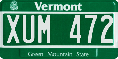 VT license plate XUM472