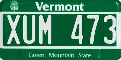VT license plate XUM473