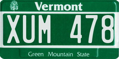 VT license plate XUM478