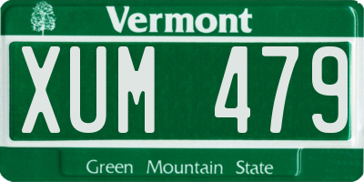 VT license plate XUM479