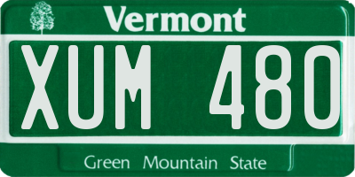 VT license plate XUM480