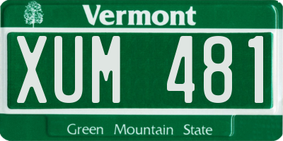 VT license plate XUM481