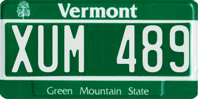 VT license plate XUM489