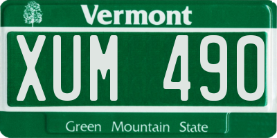 VT license plate XUM490