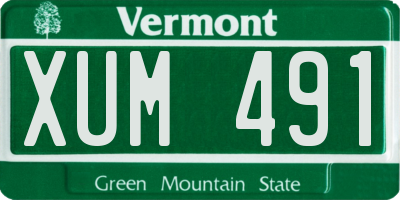 VT license plate XUM491