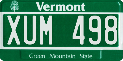 VT license plate XUM498