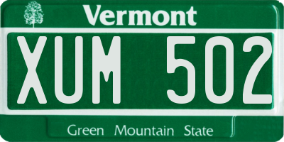 VT license plate XUM502