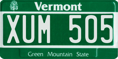 VT license plate XUM505