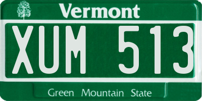 VT license plate XUM513