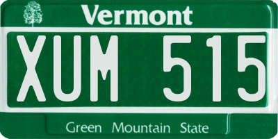 VT license plate XUM515