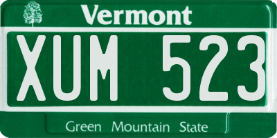VT license plate XUM523