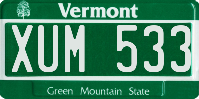 VT license plate XUM533