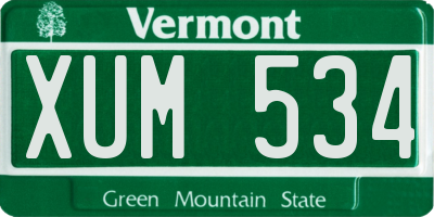 VT license plate XUM534
