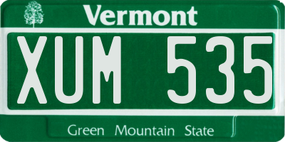 VT license plate XUM535