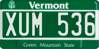 VT license plate XUM536