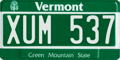 VT license plate XUM537