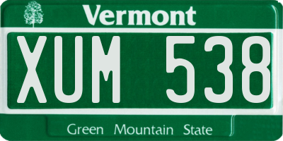 VT license plate XUM538