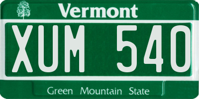 VT license plate XUM540