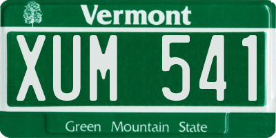 VT license plate XUM541