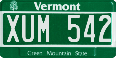 VT license plate XUM542