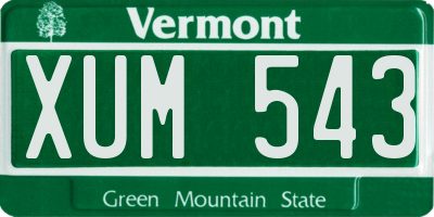VT license plate XUM543