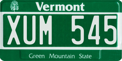 VT license plate XUM545