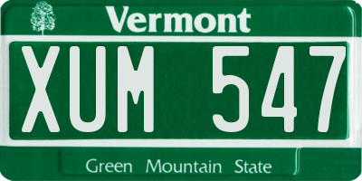 VT license plate XUM547