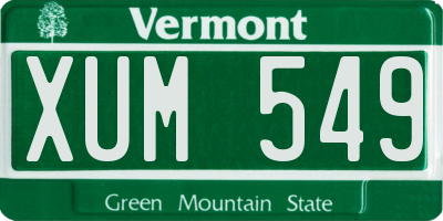 VT license plate XUM549