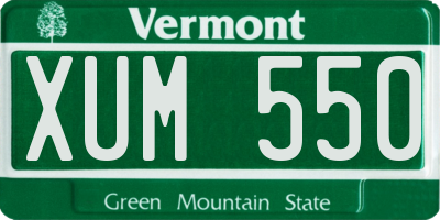 VT license plate XUM550