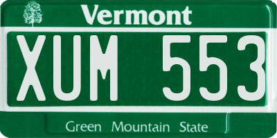 VT license plate XUM553