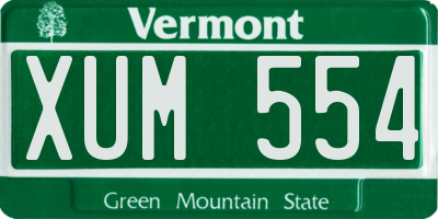 VT license plate XUM554