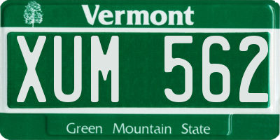 VT license plate XUM562
