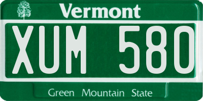 VT license plate XUM580