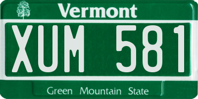 VT license plate XUM581