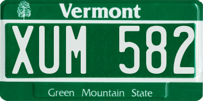 VT license plate XUM582