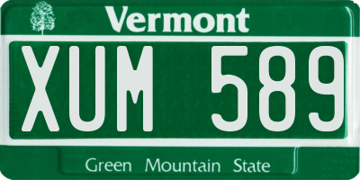 VT license plate XUM589