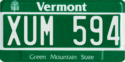VT license plate XUM594