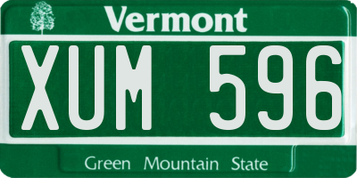 VT license plate XUM596