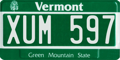 VT license plate XUM597