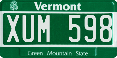 VT license plate XUM598