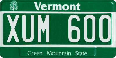 VT license plate XUM600