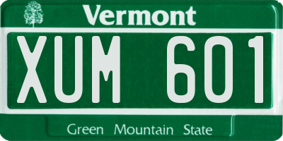 VT license plate XUM601