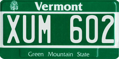 VT license plate XUM602