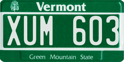 VT license plate XUM603