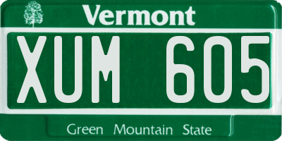 VT license plate XUM605