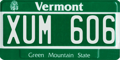 VT license plate XUM606